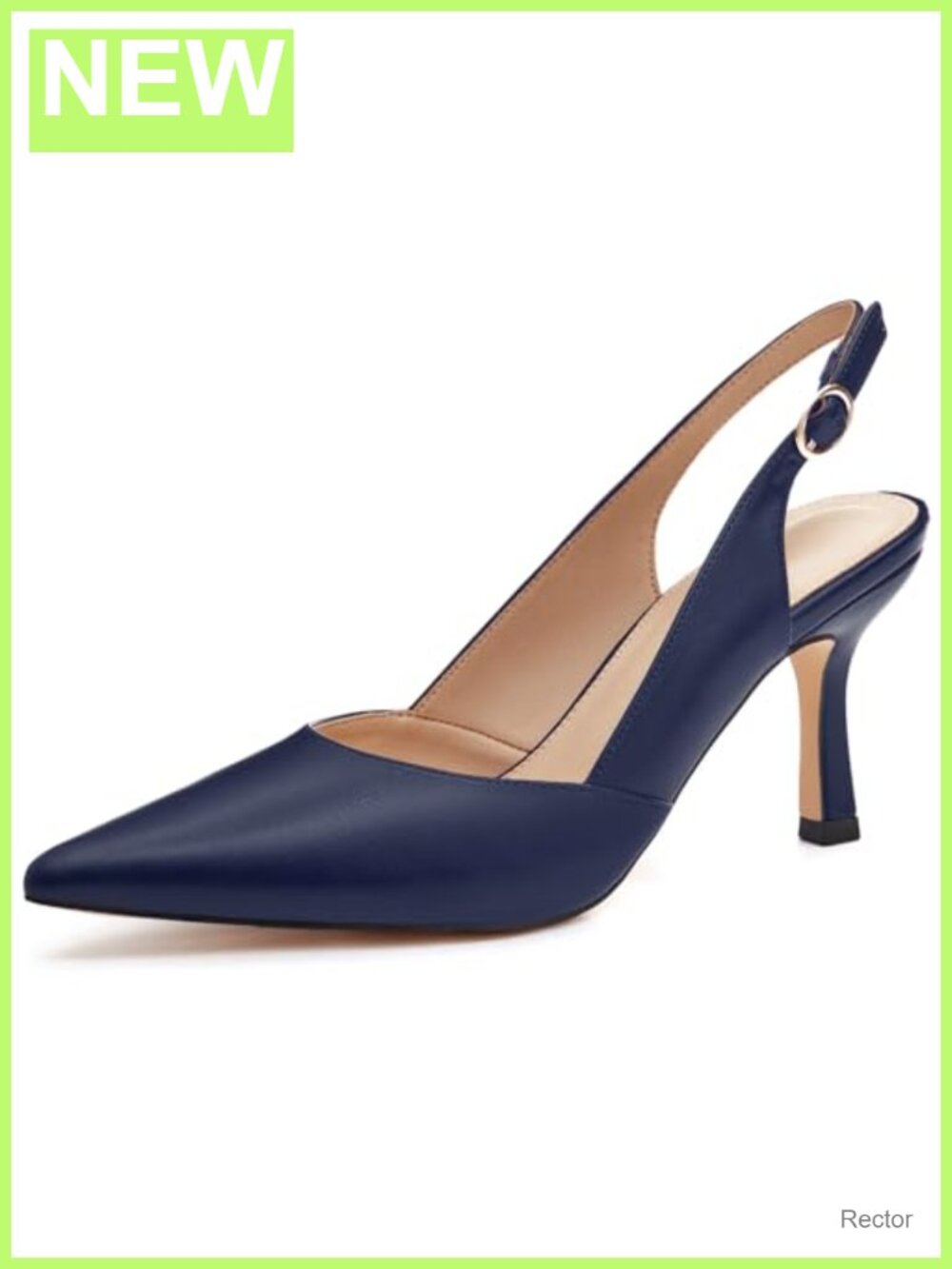 Women's Slingback Kitten Heels Faux Leather Pointed Toe Backless Wedding Party